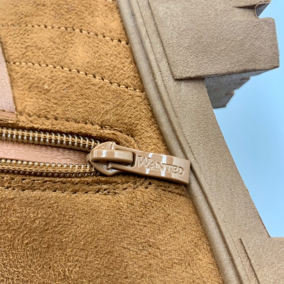 Wanted “CINDER” brown/tan heeled zipper/buckle boho grunge, Lug sole ankle boots - Picture 10 of 13